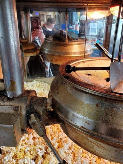 A picture of the State Theatre's 72-year-old popcorn machine