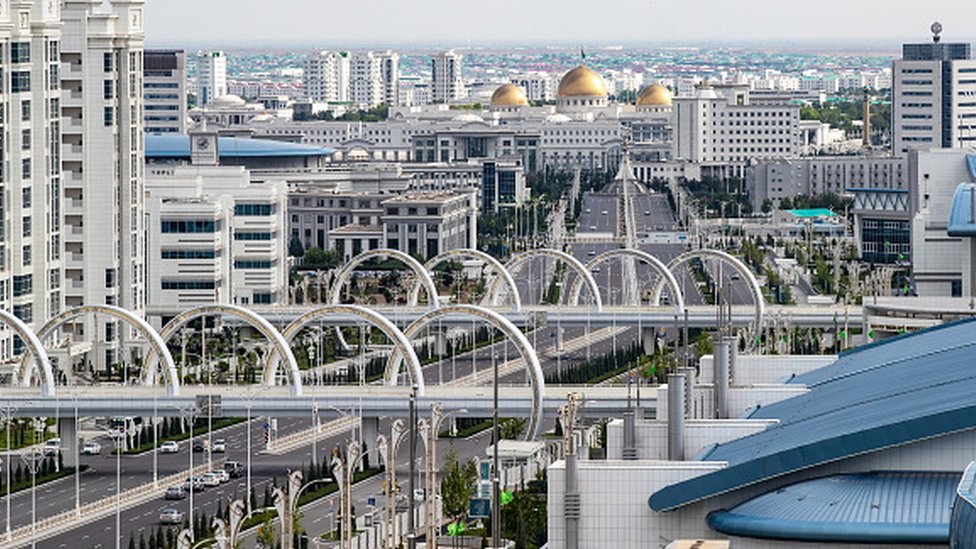 An aerial view of Ashgabat in Turkmenistan
