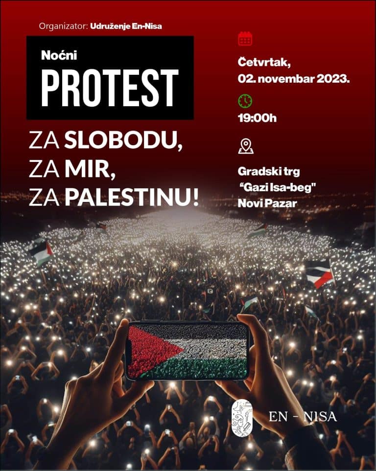 U četvrtak zakazan drugi protest podrške Palestini u Novom Pazaru