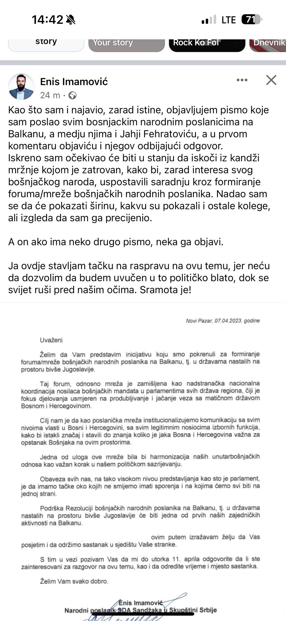 Imamović reagovao posle gostovanja Fehratovića na A1