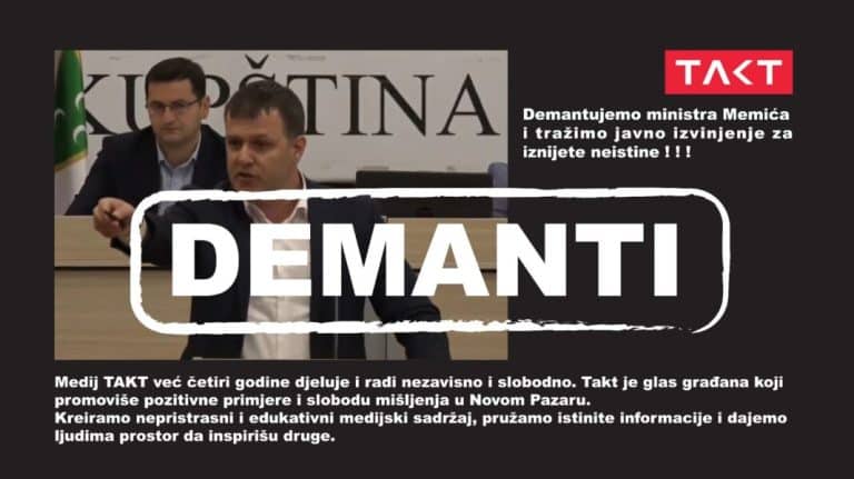 TAKT: Neistiniti navodi Memića, očekujemo izvinjenje