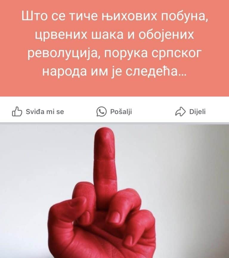 Novopazarski ogranak SNS-a poslao poruku ‘srpskog naroda’: “Srednji prst” protestima u Novom Pazaru