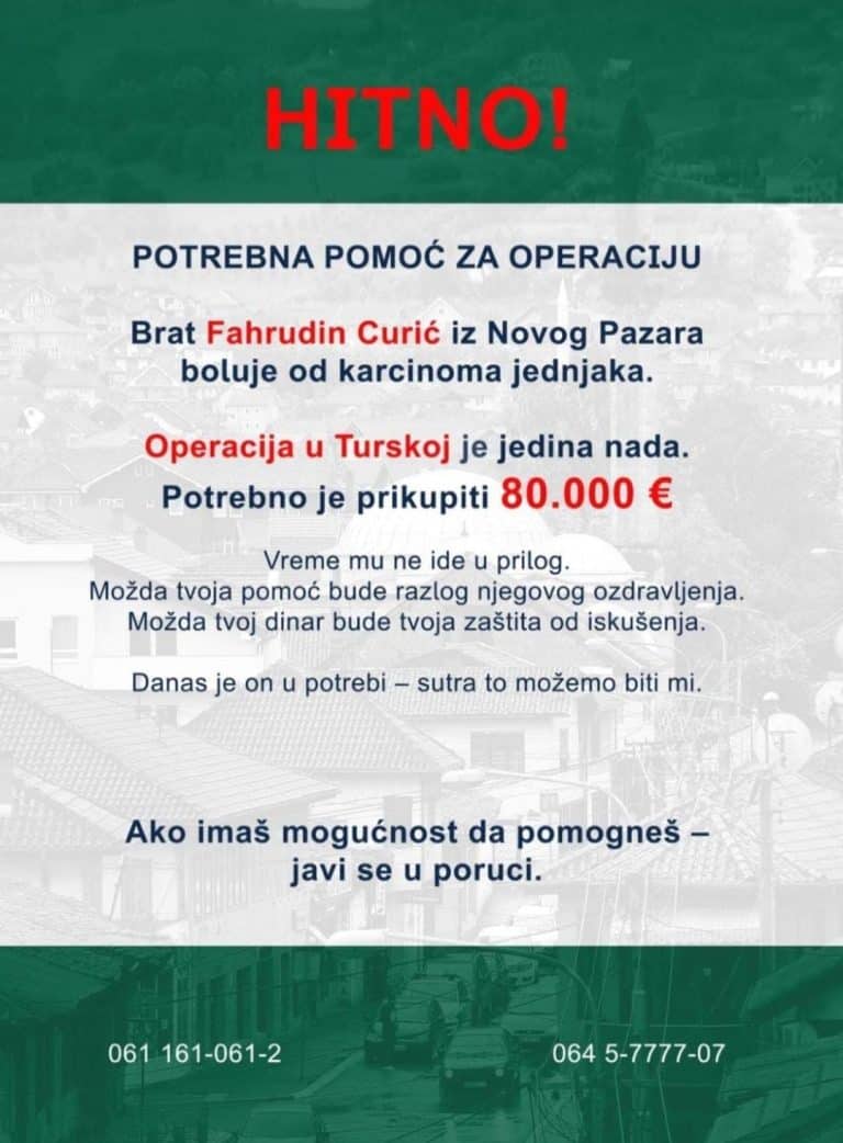 Fahrudinu Curiću iz Novog Pazara hitno potrebna sredstva za lečenje u Turskoj