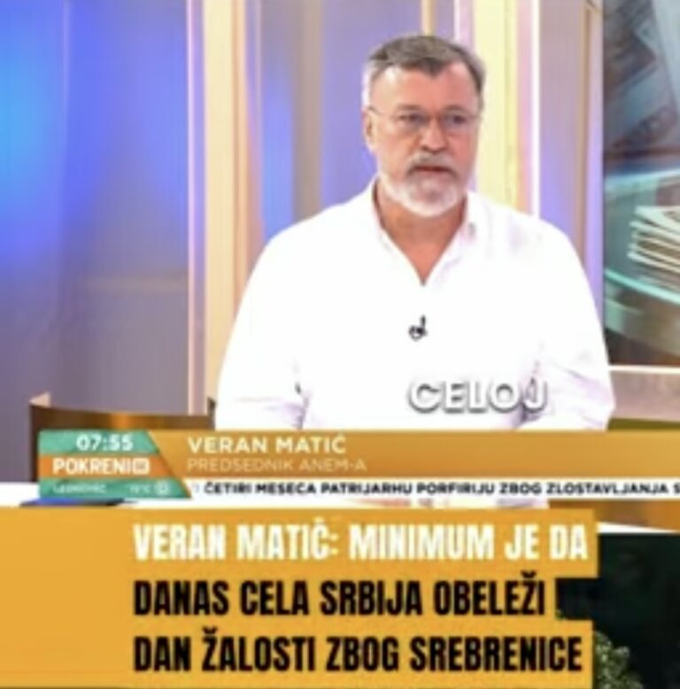 Veran Matić: Minimum bi bio da danas u celoj Srbiji bude Dan žalosti (VIDEO)