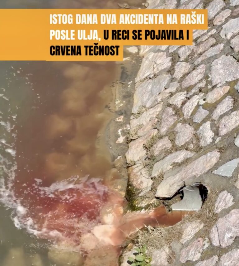 ISTOG DANA DVA AKCIDENTA NA RAŠKI Posle ulja, u reci se pojavila i crvena tečnost (VIDEO)