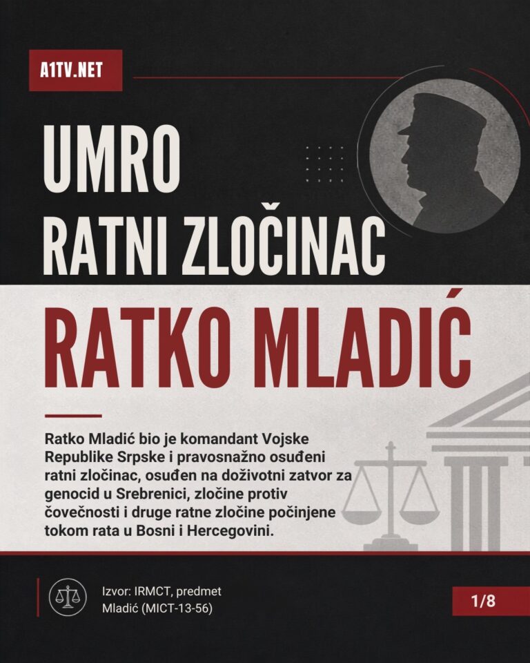 Umro Ratko Mladić, pravosnažno osuđen za genocid u Srebrenici