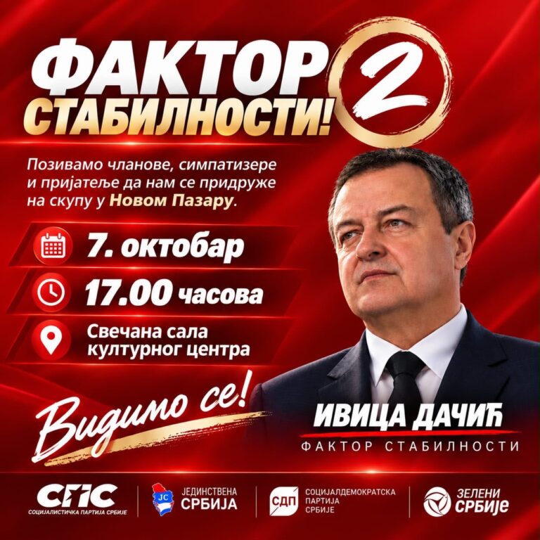 Skup „Faktor stabilnosti“ 7. oktobra u Novom Pazaru