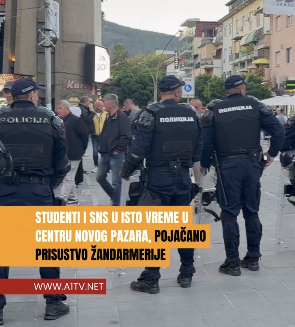 Studenti i SNS istovremeno na skupovima u centru Novog Pazara, pojačano prisustvo policije (VIDEO)
