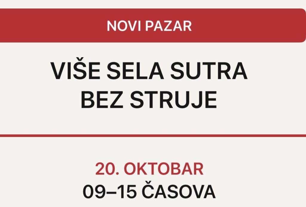 Bez struje sutra više sela u okolini Novog Pazara